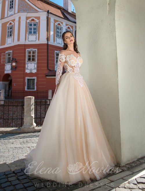 Расшитое свадебное платье кремового цвета оптом 320